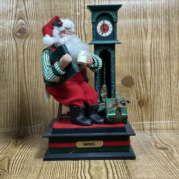 Vintage Santa & Grandfather Clock Musical Holiday Scene Holiday Creations 1993 - Picture 3 of 16